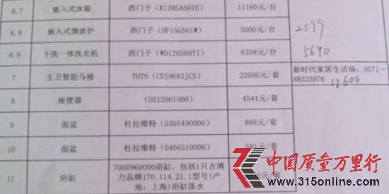 開發(fā)商向業(yè)主提供的報價單部分內(nèi)容, 開發(fā)商向業(yè)主提供的報價單部分內(nèi)容,
